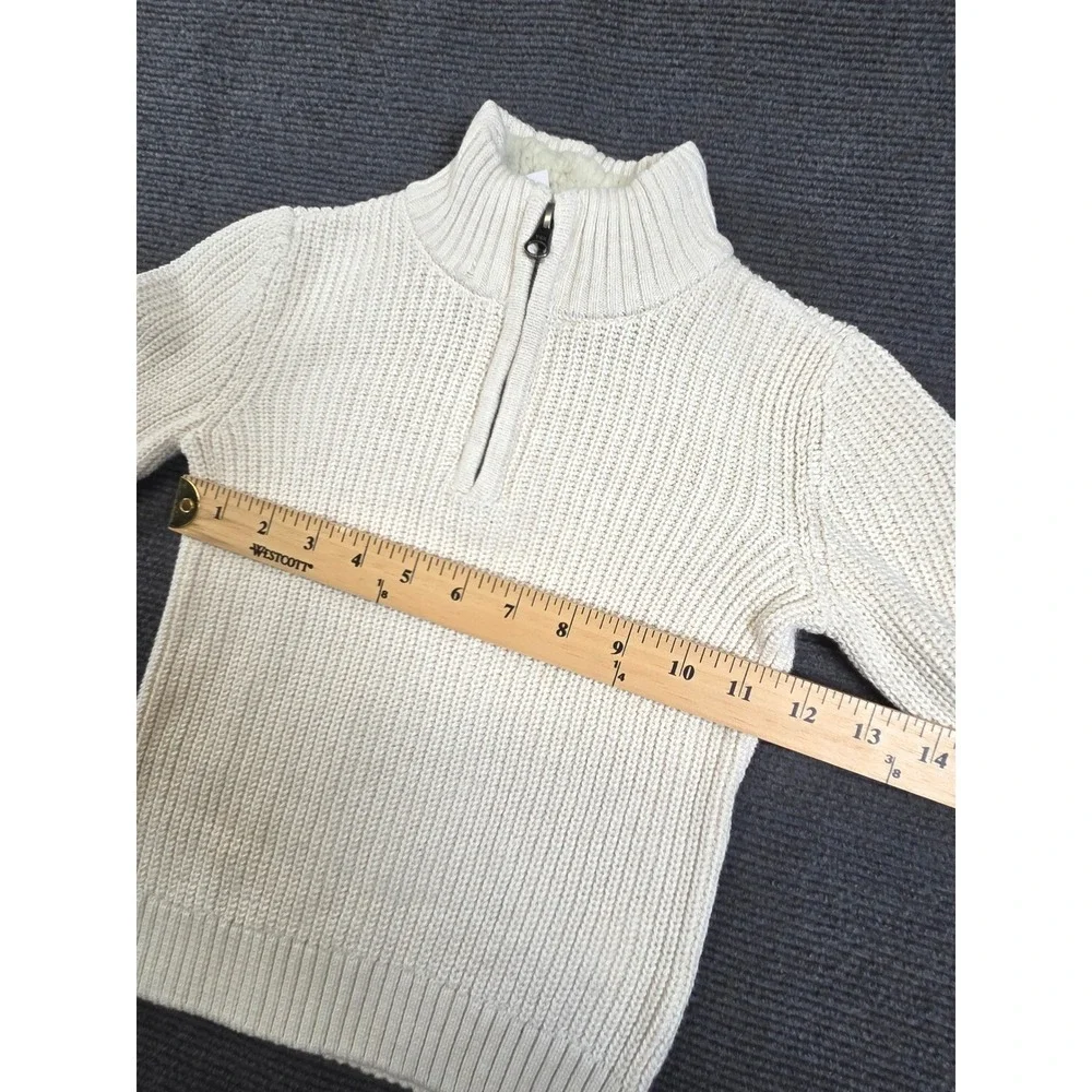 The Children's Place Quarter Zip Sweater Boys 2T Vanilla Ribbed Sherpa Lined NEW